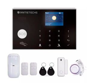 Alarma inalámbrica PRIMETECHS WIFI con pantalla touchscreen para sensores inalámbricos y alámbricos, sirena exterior y notificación por aplicación celular TUYA. Compatible con Alexa y Google Home.