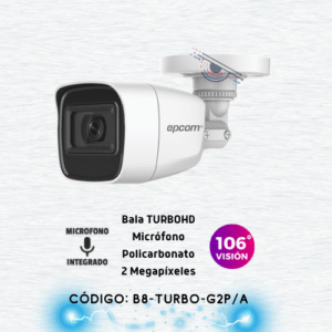 AUDIO POR COAXITRON / Bala TURBOHD 2 Megapixel (1080p) / Gran Angular 106° / Lente 2.8 mm / 25 mts IR EXIR / Exterior IP66 / 4 Tecnologías / dWDR