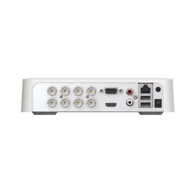 DVR 8 Canales TurboHD + 1 Canal IP / 2 Megapíxel (1080p) Lite / Acusense Lite (Evita Falsas Alarmas) / Audio Bidireccional y Coaxitron / 1 Bahía de Disco Duro / H.265+ / Salida de Vídeo Full HD