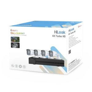 Kit TurboHD 1080p / DVR 4 Canales / 4 Cámaras Bala ColorVu con Micrófono Integrado / Fuente de Poder / Accesorios de Instalación