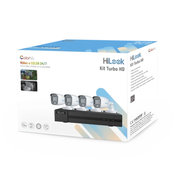 Kit TurboHD 1080p / DVR 4 Canales / 4 Cámaras Bala ColorVu con Micrófono Integrado / Fuente de Poder / Accesorios de Instalación