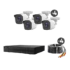 KIT TurboHD 1080p / DVR 8 canales con H.265+ / 4 Cámaras Bala Metálicas / Fuente de Poder / Accesorios de Instalación
