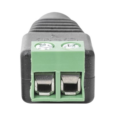 Adaptador Hembra Tipo Jack de 3.5 mm polarizado de 12 Vcc / Terminales Tipo Tornillo / Polarizado (+/-) / Ideal para Cámaras de Video Vigilancia.
