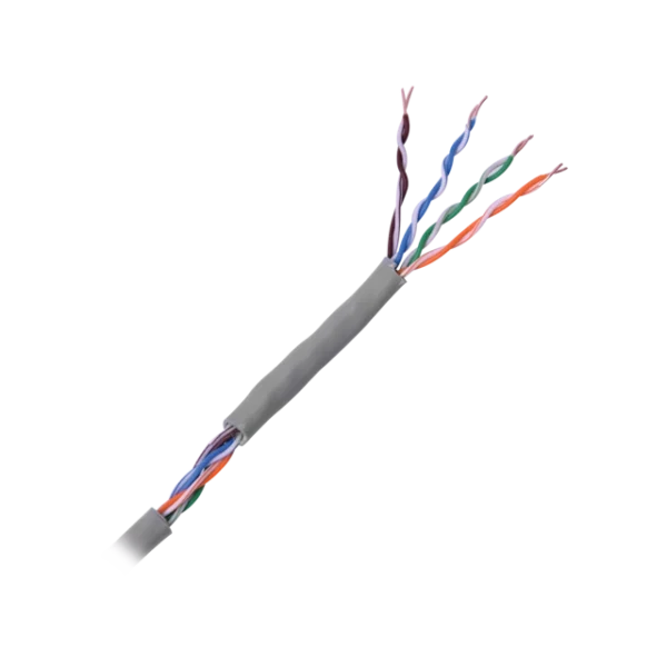 Cable Cat5e de alto rendimiento, con certificaciones ETL, UL, color gris, de 100 m ( 328 ft ) para aplicaciones en CCTV, redes de datos. Uso interior.