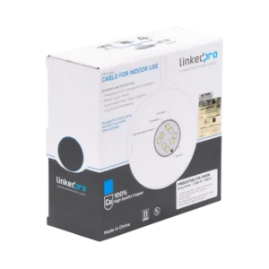 Bobina de cable de 100m, Cat5e, 24 AWG, color Gris, UL, para aplicaciones en videovigilancia, redes de datos. Uso Interior
