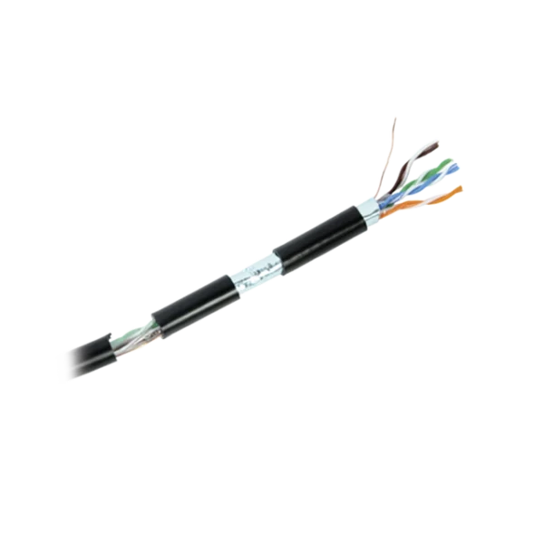 Bobina de cable de 305 m, Cat5e , FTP, blindado, para intemperie, color negro, UL, para aplicaciones en video vigilancia, redes de datos (Carrete Easy Pull)