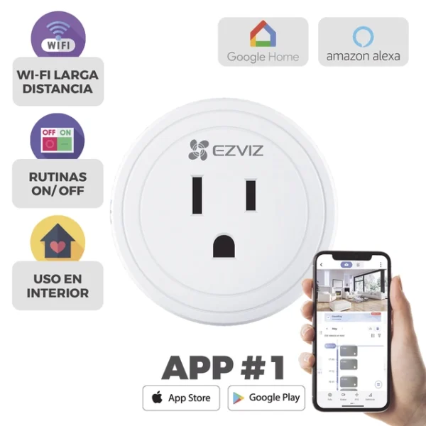 T30-LIST-l Enchufe Inteligente / Wi-Fi / Control a través de la Aplicación Móvil / Conecte los Dispositivos del Hogar / Permite Personalizar Horarios / Soporta Asistente de Voz de Google y Alexa