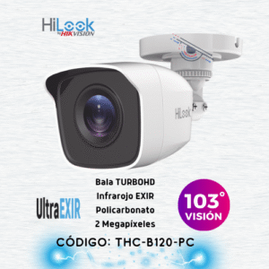 Cámara tipo Bala TURBOHD 2 Megapíxeles (1080p) / Gran Angular 103° / Lente 2.8 mm / IR EXIR Inteligente 20 mts / Exterior IP66 / dWDR / TVI-AHD-CVI-CVBS