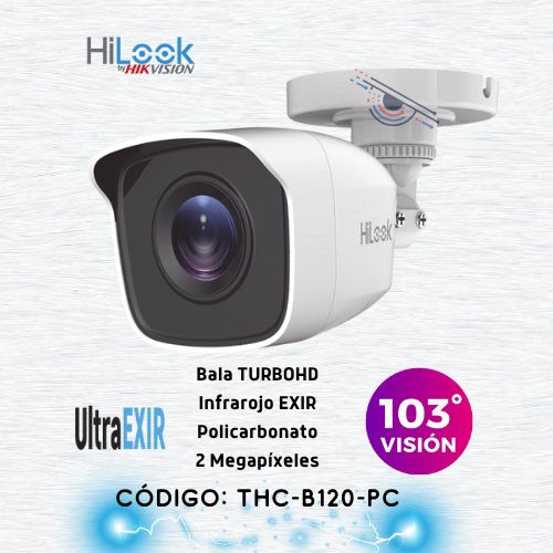 Cámara tipo Bala TURBOHD 2 Megapíxeles (1080p) / Gran Angular 103° / Lente 2.8 mm / IR EXIR Inteligente 20 mts / Exterior IP66 / dWDR / TVI-AHD-CVI-CVBS