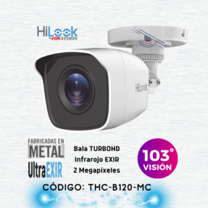 Cámara tipo bala TURBOHD 2 Megapíxeles (1080p) / Gran Angular 103º / Lente 2.8 mm / METAL / IR EXIR Inteligente 20 mts / Exterior IP66 / dWDR / TVI-AHD-CVI-CVBS