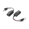 Kit de transceptores activos con conector para alimentación (12V/24Vcc/AC) TurboHD para aplicaciones de video por UTP Cat5e/6 en HD. Distancia de hasta 150 m en 4K
