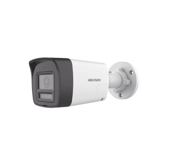 [Audio Bidireccional + Dual Light + ColorVu] Bala TURBOHD 3K (5 Megapixel) / Lente 2.8 mm Angulo de visión 112° / 30 mts IR EXIR + 20 mts Luz Blanca / Micrófono y Bocina Integrado / Exterior IP67 / Metal / dWDR