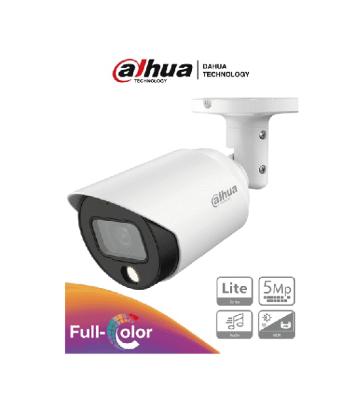 DAHUA HAC-HFW1509T-A-LED - Cámara Bullet Full Color de 5 Megapixeles/ Lente de 3.6 mm/ Micrófono Integrado/ Leds para 20 Metros/ Metalica/ WDR de 120 dB/ IP67