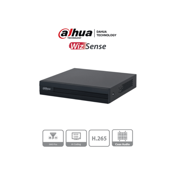 DAHUA XVR1B04-I - DVR 4 Canales 1080p Lite / WizSense / Cooper-I / H.265+ / 4 Canales+1 IP o Hasta 5 Canales IP / 4 Canales SMD Plus / Búsqueda Inteligente (Humanos y Vehículos) Codificación Inteligente / 1 Puerto Sata hasta 6TB / Smart Audio