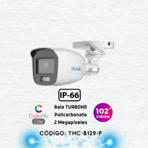 Bala TURBOHD 2 Megapixel (1080p) / Imagen a Color 24/7 / Lente 2.8 mm / ColorVu Lite / Luz Blanca 20 mts / IP66 / Policarbonato