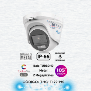 [ColorVu] Turret TURBOHD 1080p / Imagen a color 24/7 / Lente 2.8 mm / Micrófono Integrado / Luz Blanca 20 mts / IP66 / Metálica